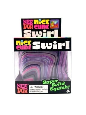 Nee Doh needoh Nice Cube Swirl Super Solid Squish Ice Cube - Purple, Pink, White
